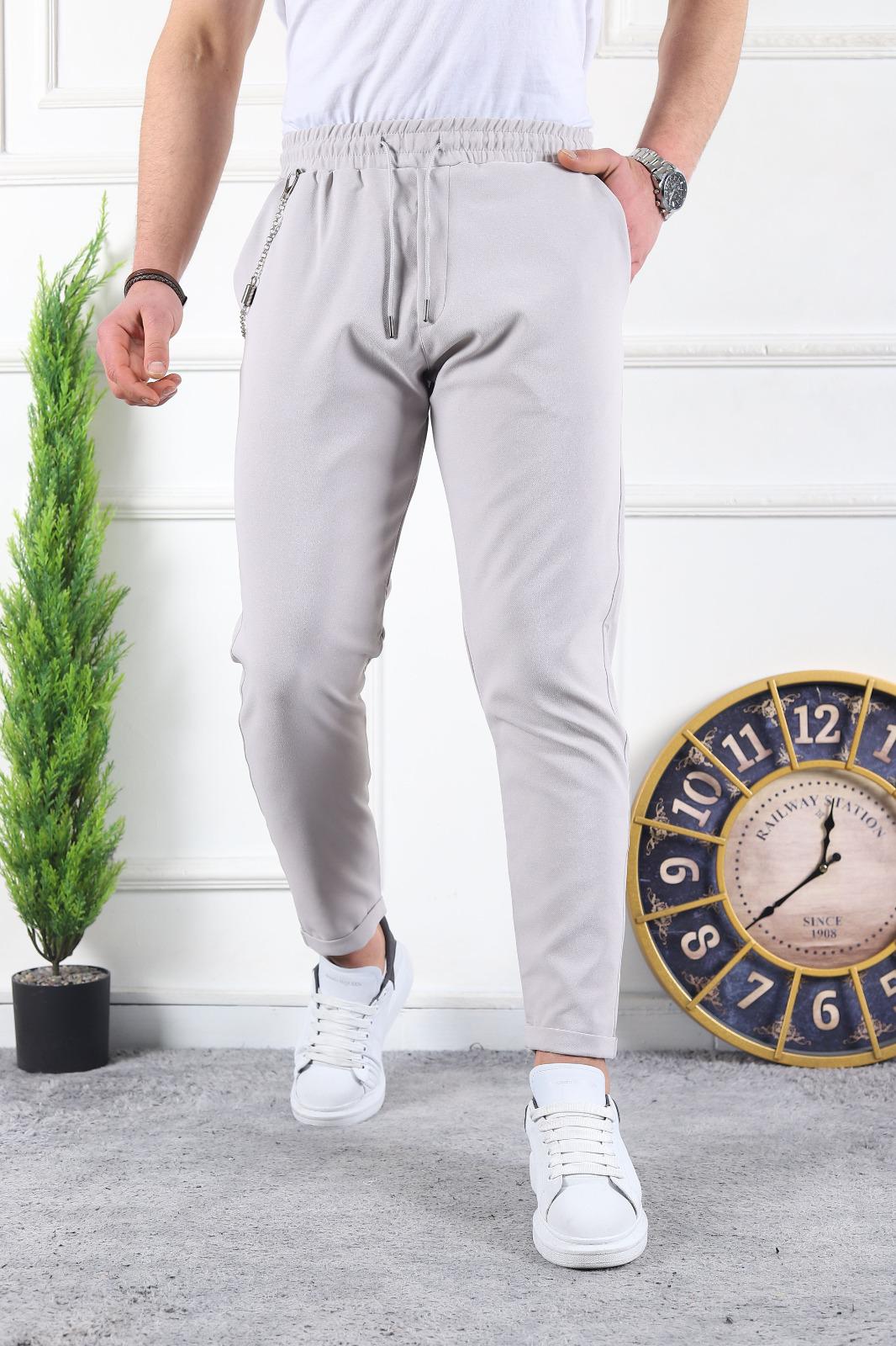 Ανδρικό γκρι υφασμάτινο παντελόνι loose fit PNT6342 φωτογραφία